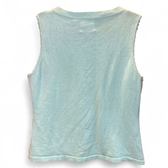 Vintage Storybook Knits HSN Light Blue Floral Lace Tank Sweater size L - Picture 4 of 6